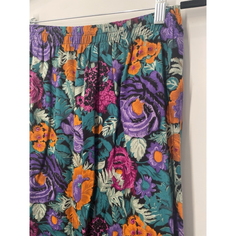 Vintage Multicolor Tropical Floral Midi Skirt Size Small Made in USA Sharon - Picture 2 of 5
